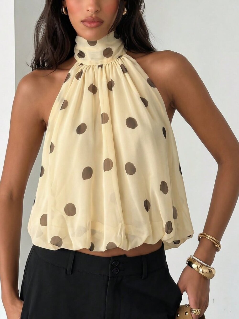 Casual Women's Polka Dot Print Halter Top